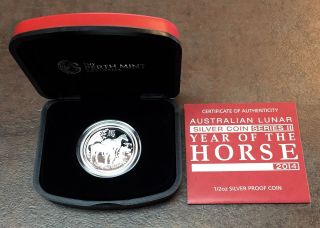 2014 Silver Australia 50 Cents 1/2 Oz Lunar Year Of The Horse Proof Coin photo