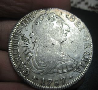 1787 Fm (mexico) 8 Reales (silver) W/chopmarks Chinesse Small - - - - - - - photo