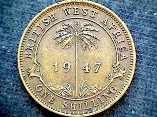 British West Africa George Vi 1947 H One Shilling,  Xf photo
