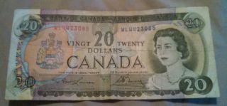 1969 20 Dollar Canadian Banknote Wl4423085 photo