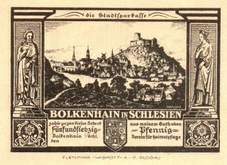 Xxx - Rare German 75 Pfennig Notgeld Banknote Bolkenhain Unc photo