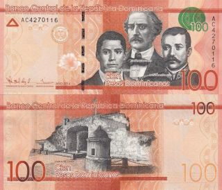 Dominican Republic 100 Pesos Dominicanos (2014) - Sanchez,  Duarte & Mella/pnew photo