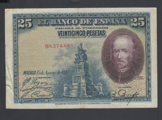 Spain 25 Pesetas 15 - 08 - 1928 F - Vf P.  74,  Banknote,  Circulated photo