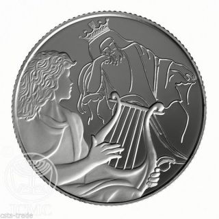 Israel 2014 Bible Art David Playing For Saul Proof 1 Oz Pure Silver Coin Harp photo