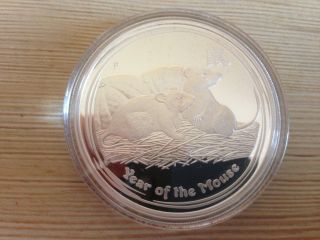 2008 Year Of The Mouse Lunar Proof 1$ Silver Coin photo