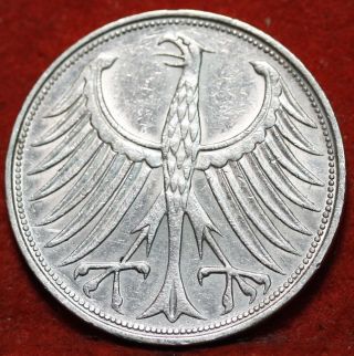 Circulated 1965 - F Germany 5 Mark Silver Foreign Coin S/h photo