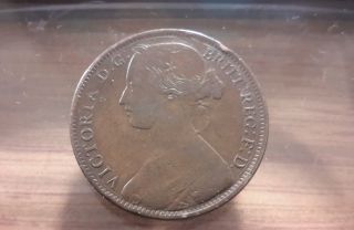 1861 Uk (great Britain) One Penny Queen Victoria photo