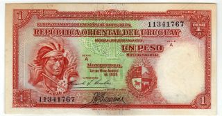 Uruguay Banco Republica 1 Peso 1935,  Very photo