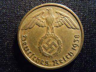 1938 - E - German - - 10 - - Reichspfennig - Germany - Nazi Coin - Swastika - World - Ab - 3658 - Cent photo