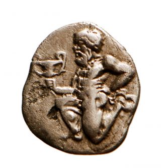 97: Ancient Greek Silver Coin :islands Off Thrace - Thasos Ar Obol.  411 - 350 Bc. photo