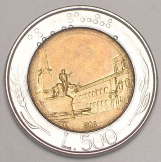 1986 Italy Italian 500 Lire Italia Bimetal Coin Xf photo