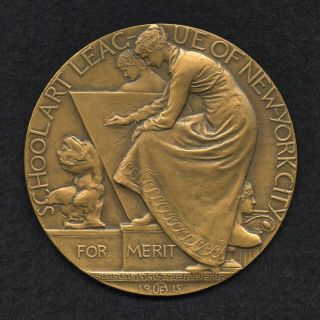 1915 School Art League Of York City Merit Award Medal,  By John Flanagan photo