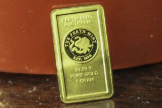 1 Gram Fine 9999 Perth Gold Bar photo