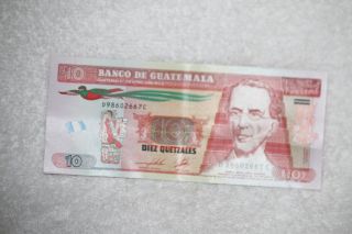 Q10 Quetzales Diez Quetzales Bill Paper Money Currency From Guatemala photo