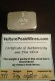 2 - Ounce.  999 Pure Vulture Peak Mine Silver Bar And Certificate Of Authenticity Platinum photo 1