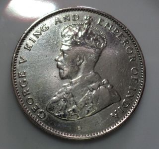 1914,  50 Cents Sri Lanka (ceylon).  Silver Coin. photo