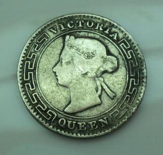 1892 Victoria Queen 10 Cents Sri Lanka (ceylon) Silver Coin photo