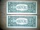 1957 $1 2 - Consecutive Sequential Star Silver Certificates Small Size Notes photo 1
