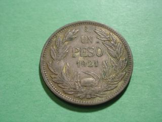 Chile Peso 1921 Silver Coin photo