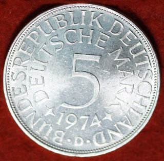 Uncirculated 1974 - D Germany 5 Mark Silver Foreign Coin S/h photo