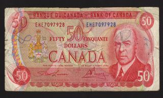 1975 Bank Ofcanada $50 Bank Note Bc - 51b Circulated Ehe7097928 Crow/bouey photo