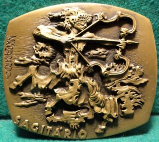 Sagittarius Zodiac Sign / Symbol & Stars 90x80mm Bronze Medal By Vasco Berardo photo