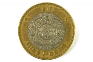 1997 Estados Unidos Mexicanos Diez Pesos $10 Snake Coin photo