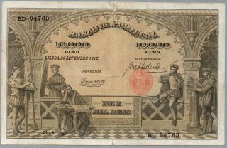 10000 Reis Portugal Banknote,  30 - 09 - 1910,  Pick 108 photo