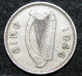 Ireland 3 Pence 1946 Europe World Coin (combine S&h) Bin - 1021 photo