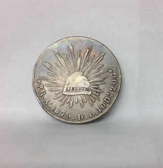 1879 - As,  D.  L. ,  Silver 8 Reales Republic Of Mexico Libertad Coin Rare photo