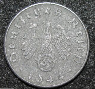 Germany Third Reich 5 Pfennig 1944 D Wwii World Coin (combine S&h) Bin - 1013 photo