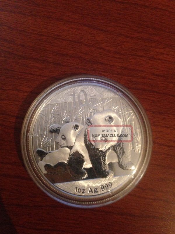2010 1 Oz Chinese Silver Panda.  999 Pure Coin Brilliant Uncirculated China photo