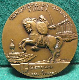 Gerard The Fearless - Knight On Horseback/ Farmers,  Coat Arms 78mm Bronze Medal photo