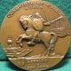 Gerard The Fearless - Knight On Horseback/ Farmers,  Coat Arms 78mm Bronze Medal Exonumia photo 2