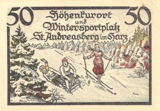 Germany: St.  Andreasberg Im Harz 50 Pfennig Winter Sports L - 1134b C.  Unc. photo