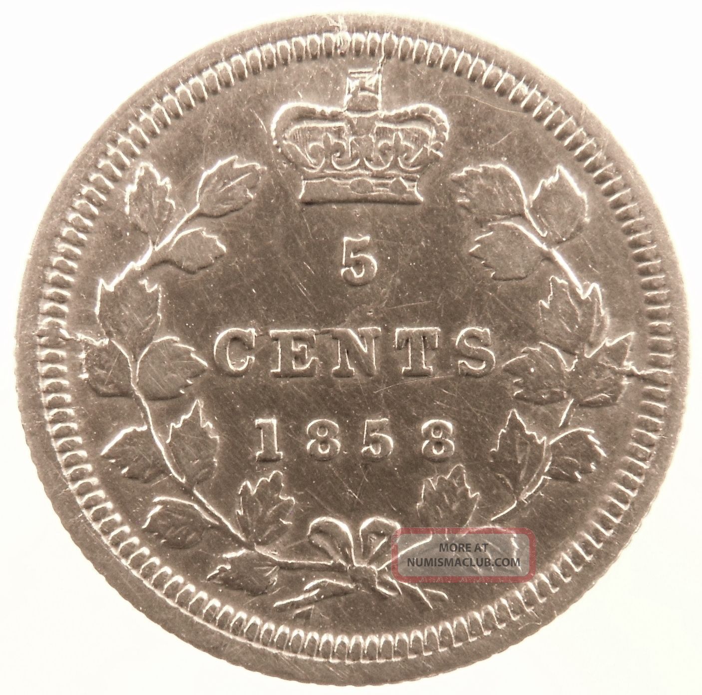1858 Canada Five Cent Small Date Variety Details Coins: Canada photo