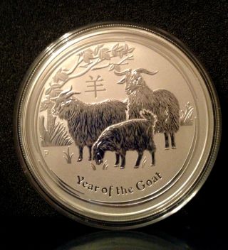 2015 Australian Lunar Year Of The Goat 2oz.  999 Fine Silver Coin photo