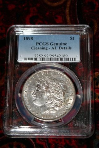 1898 Morgan Silver Dollar Coin Pcgs Graded Cleaning - Au Details $1 photo