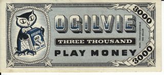 Canada Play Money Ogilvie 3000 May 28th 1955 photo