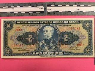Brazil 2 Cruzeiros 1954 Unc /au Banknote photo