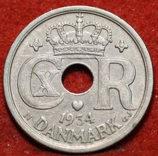 Uncirculated 1934 Denmark 25 Ore Foreign Coin S/h photo
