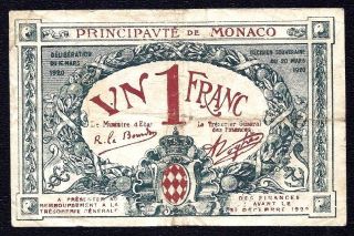Monaco 1 Franc 1920 Serial C P 5 Avf photo