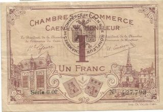 France - 1 Franc = Caen & Honfleur - 1915 - 1920 photo