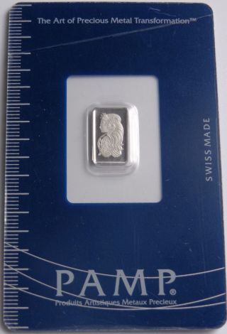 Pamp Suisse 1 Gram.  999 Platinum Bar In Assay Card,  Al122 photo