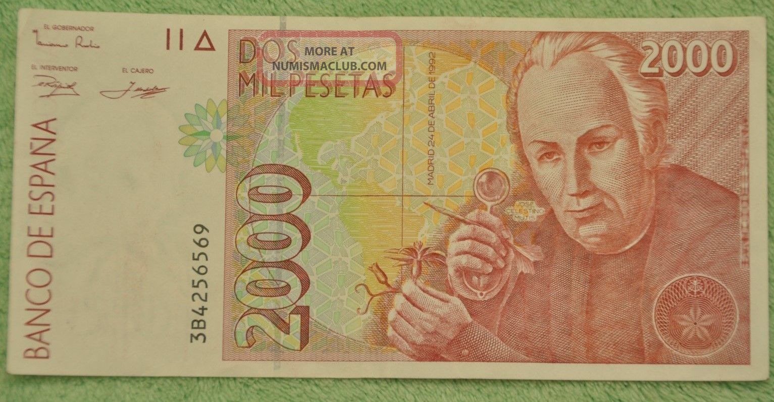1992 Spanish Dos Mil Pesetas Banknote Banco De Espana Spain 1992-spanish-dos-mil-pesetas-banknote-banco-de-espana-spain