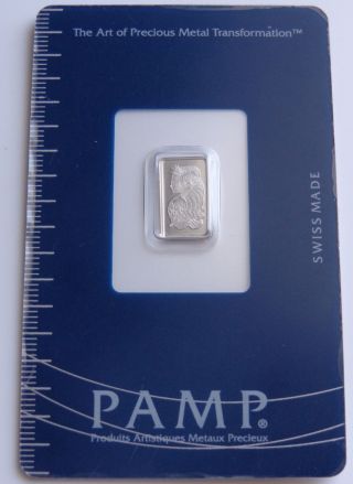 Pamp Suisse 1 Gram.  999 Platinum Bar In Assay Card,  Al126 photo