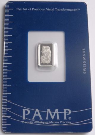 Pamp Suisse 1 Gram.  999 Platinum Bar In Assay Card,  Al117 photo