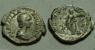 Plautilla Denarius Rome Rare Ancient Roman Silver Coin Venus Apple Cupid photo