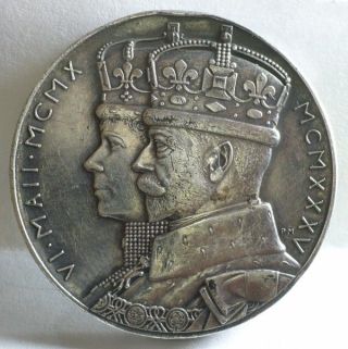 England United Kingdom Honoring George V Coronation Jubilee 1935 Silvered Medal photo