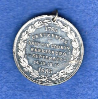 Dauphin County Pa Centenial Medal 1785 - 1885 Harrisburg Au photo